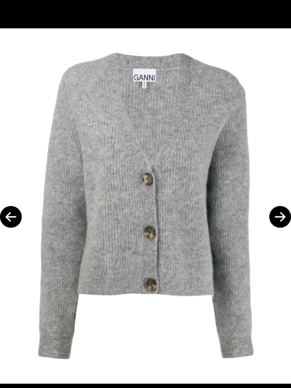 Ganni Relaxed Wool Cardigan - Grey